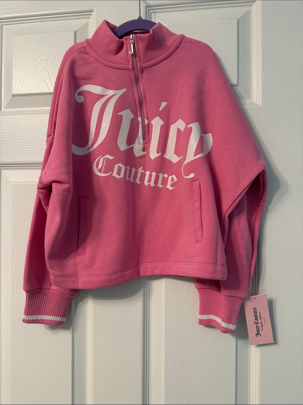 Juicy Couture Hot Pink Logo Half-Zip Pullover